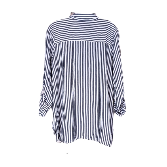 J. Jill Blue Rayon Striped Button-Front Shirt Blouse Tunic Women's Size Small - Picture 6 of 6